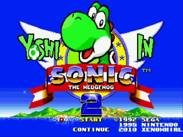 Yoshi in Sonic 2 (beta) Title Screen